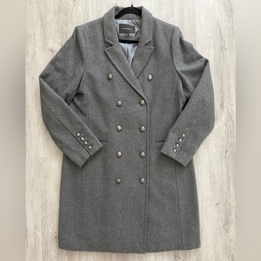 Banana Republic Charcoal Gray Double-Breasted Pea Coat